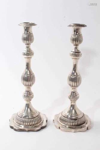 Pair of silver Shabbat candlesticks London 1925.