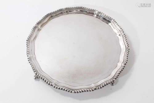 Fine quality contemporary silver salver of octagonal form