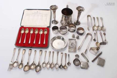 Selection of miscellaneous silver and silver plate.