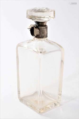1930s silver mounted cut glass decanter by Hukin & Heath
