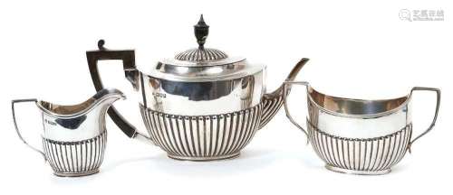 Edwardian silver three piece teaset