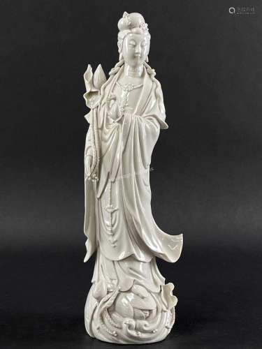 Chinese Blanc de Chine Standing Guanyin Figure