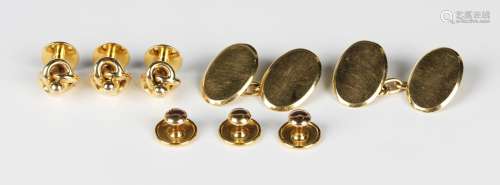A pair of late Victorian 18ct gold oval cufflinks, Birmingha...
