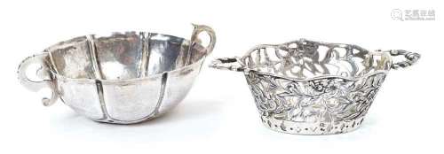 Continental silver two handled Bon Bon dish and English silv...