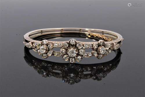 Victorian diamond hinged bangle in fitted leather box