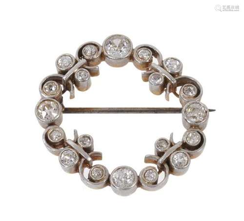 Edwardian diamond wreath brooch