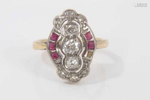 Art Deco diamond and ruby cocktail ring