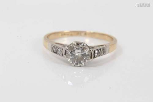 18ct diamond single stone ring in platinum setting with furt...