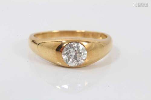 Edwardian diamond Gypsy ring, old cut diamond approx 0.6ct