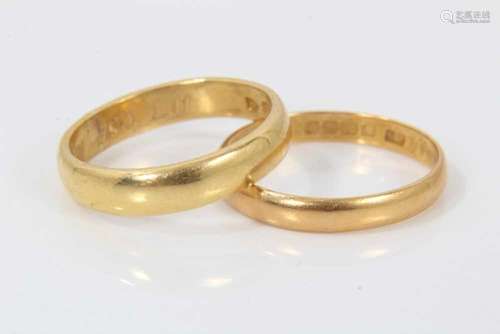 Two 22ct gold wedding bands