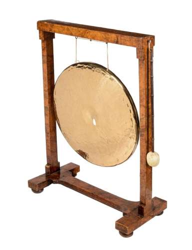 A Victorian burr walnut gong