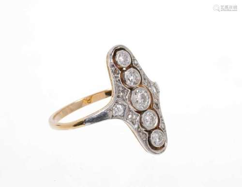 Art Deco diamond plaque ring, the openwork plaque with five ...