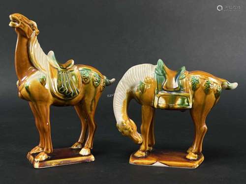 Lot Chinese Tang Style Sancai Glaze Horses