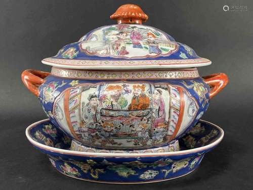 Chinese Porcelain Lidded Soup Tureen, Plate