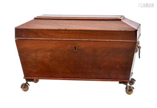 A Regency mahogany tea caddy