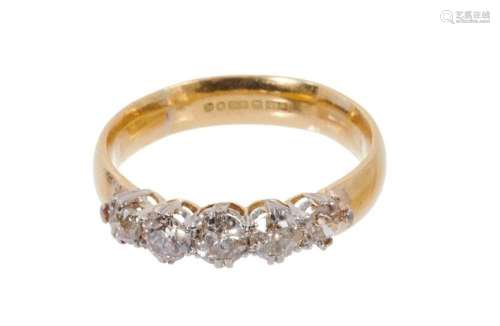 Diamond five stone ring with old cut diamonds