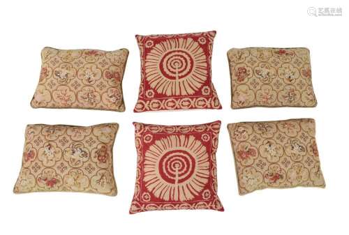 A group of six cushions