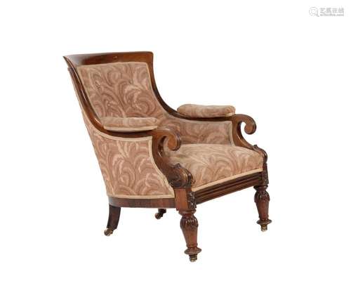 Y A William IV rosewood and upholstered armchair