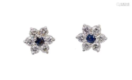 Pair of diamond and sapphire earrings