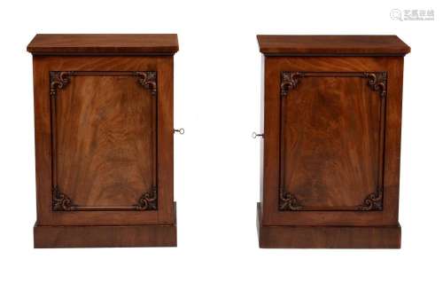 A pair of William IV mahogany side cabinets