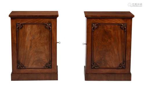 A pair of William IV mahogany side cabinets