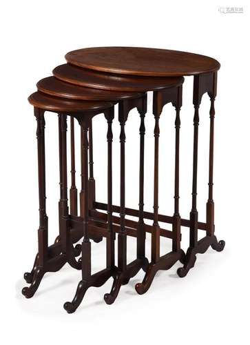 An Edwardian nest of mahogany quartetto tables