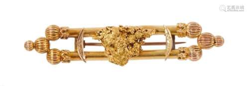 19th century Australian gold double bar brooch by George Ric...