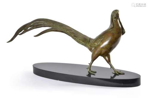 A patinated bronze model of an Oriental 'fancy' phea...