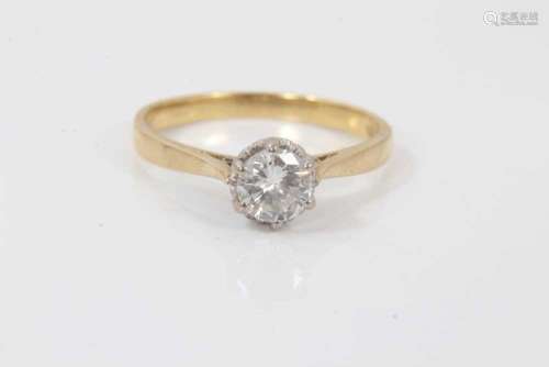 Diamond single stone ring with a brilliant cut diamond estim...