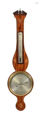 A mahogany and inlaid wheel barometer