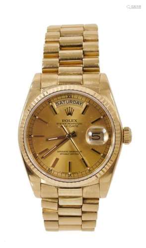 Rolex gold Oyster Perpetual Day-Date gentlemens wristwatch