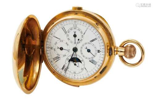 Fine Gentlemens Swiss 18ct gold minute repeating full hunter...