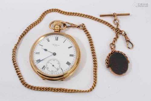 18ct gold Waltham open faced pocket watch