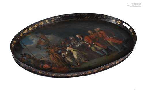 A George III painted tinware tray