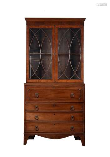 A George III mahogany secretaire bookcase