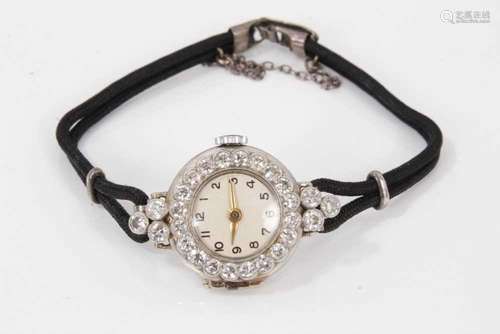 1920s ladies diamond and platinum cocktail wristwatch, the c...