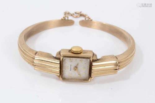 Ladies Art Deco ‘Odeonesque’ Zenith 9ct gold bangle watch wi...