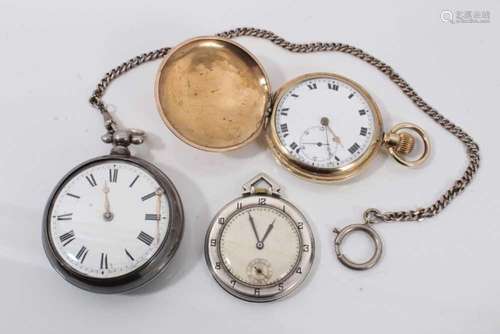 Georgian silver pair cased pocket watch, Art Deco silver dre...