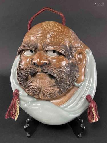 Old Japanese Stoneware Daruma Monk Mask