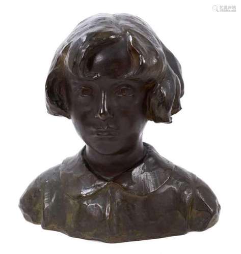 Alimondo Ciampi (1876-1939), bronze bust of a Young Girl, si...