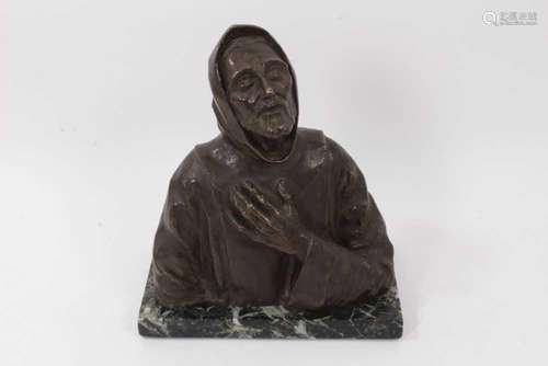 Italian School early 20th century bronze bust of a Saint