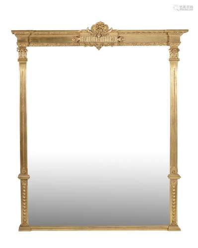 A giltwood and composition overmantel mirror