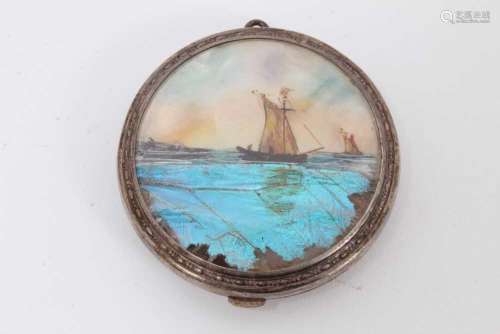 Early 20th century silver and enamelled compact
