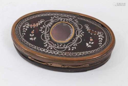 18th century oval silver and copper inlaid tortoiseshell snu...