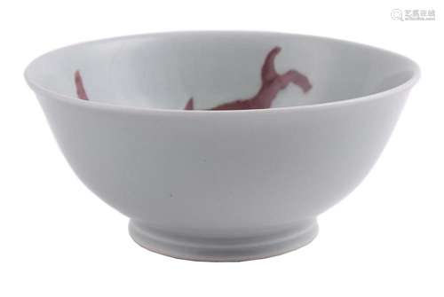 A Chinese underglaze red 'Fish' Bowl