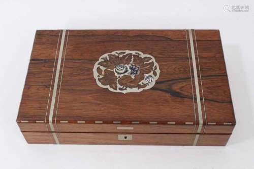 19th century rosewood and inlaid games box