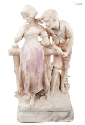 T Cipriani - 19th century Italian carved alabaster sculpture