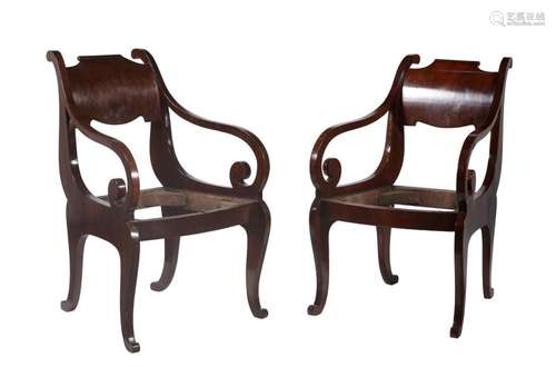 A pair of Continental mahogany armchairs