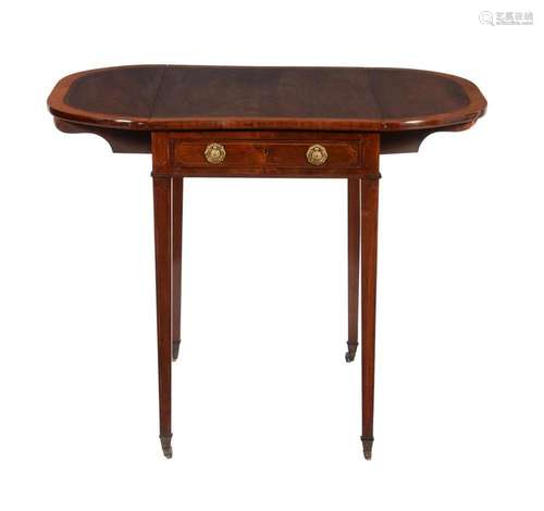 A George III mahogany and satinwood banded Pembroke table