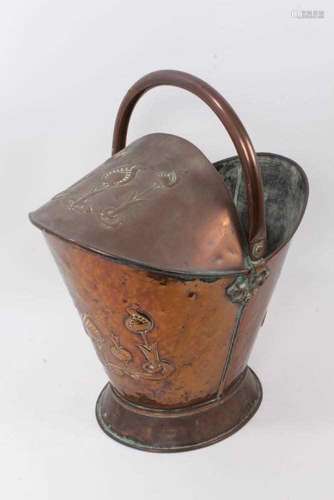 Art Nouveau copper coal bucket